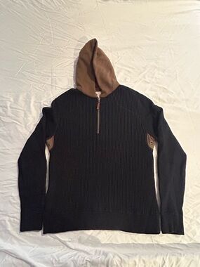 Carbon 2 Cobalt Hoodie Mens M Black Brown Ribbed Sweater Heavy Sweatshirt